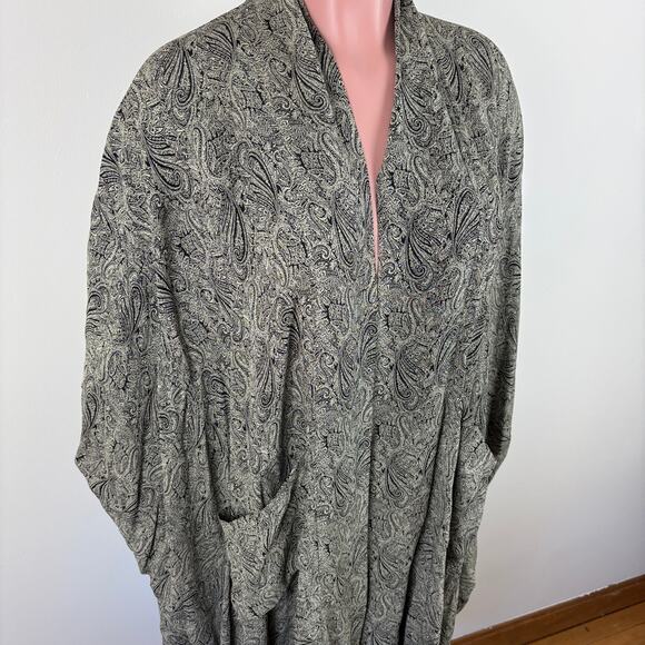 Black White Paisley Long Kimono Kaftan Robe Cardigan NO LABELS - ONE SIZE - Picture 3 of 8